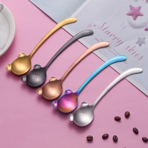 Western Style Panda Coffee Tea Spoon 304 Stainless Steel Cafe Spoon Corrosion-Resistant Milk Shake Ladle Stir Root Beer Festoon