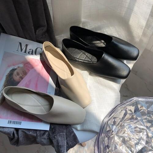 Mules shoes new designer soft leather foldable flat shoes casual ladies slip on loafers square toe grandma shoes lazy moccasins