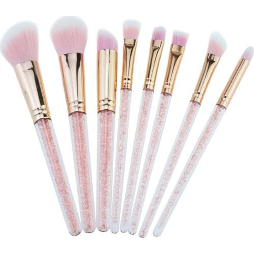 Professional 8Pcs Faux Crystal Zircon Fiber Hair Makeup Brush Set