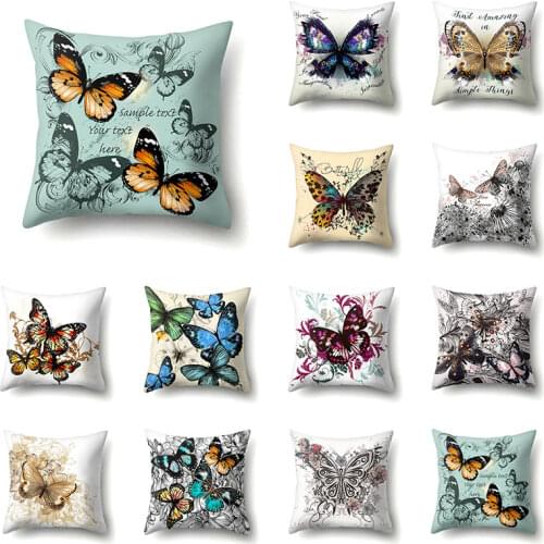 Colroful Butterfly Print Cushion Cover Polyester Cotton Pillowcase Decorative Pillow covers home Decor sofa Throw Pillow Covers
