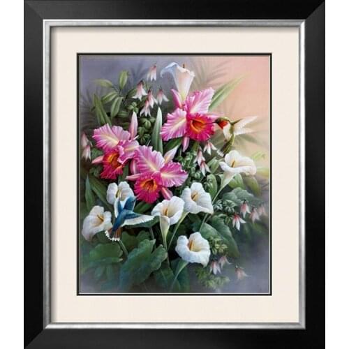 New Diamond mosaic full diamond embroidery beads Lily bird flower floral oil diamonds cross stitch painting inlay handwork