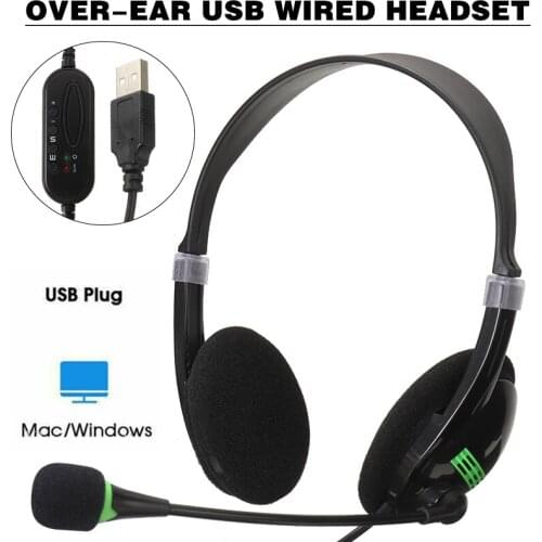 Newest USB Headphones with Microphone Noise Cancelling Headset Universal Headphone with Soft Earmuffs Fit for Computer Laptop