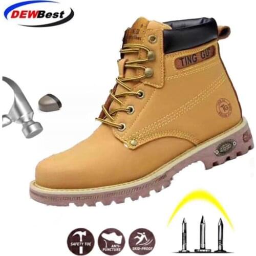 DEWBEST 2020 New Mens Safety Shoes Construction Outdoor High Steel Toe Cap Safety Boots Mens Puncture Work Shoes Boots