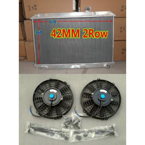New 2Row 42mm Aluminum Radiator & 2*FANS For Mazda RX-8 RX8 SE17 1.3L Manual 2003-2012 MT 2.6 04 05 06 07 08