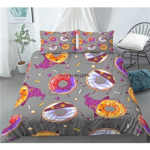 New Delicative Donut Pattern 2/3 Home Textile 3D Digital Print Down Cover Pillowcase Bedroom Decoration Bedding Set