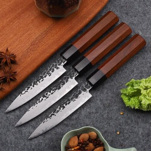 New Style 4 Inch Kitchen Fruit Three-Layer 8Cr17MoV Steel Core Blade Chef Professional Cooking EDC Tool Knife