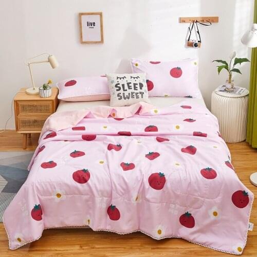 Quilts Summer Plant Floral Printed Used Thin Air-conditioned Comforter Queen Size Colcha Duvets Single Bedspread for Single Bed
