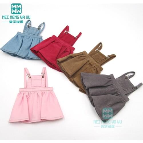 Clothes for doll fits 28-30cm 1/6 BJD YOSD doll accessories fashion strap dress pink, denim blue, khaki, rose red