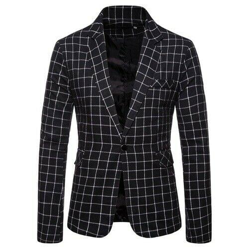 Blazer Autumn and Winter Slim Plaid Mens Fashion Casual Mens Lapel One Button Jacket