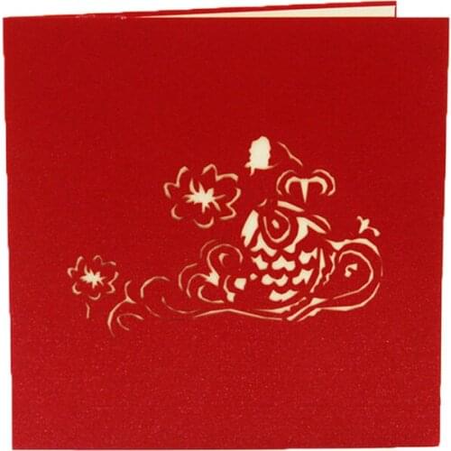 3D Up Greeting Card Chinese New Year Fish Surplus Year After Year Christmas F1CC
