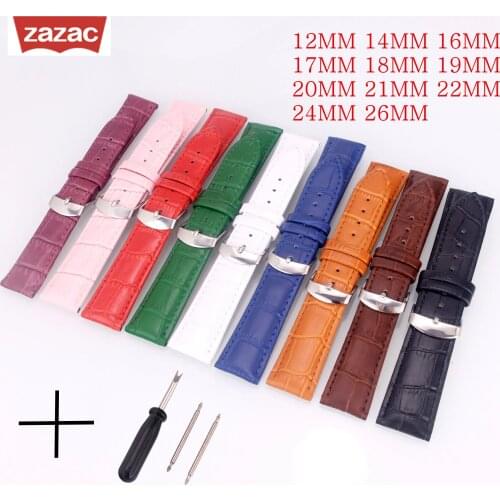 Leather Watches Band Strap 12-26mm 16mm 18mm 19mm 20mm 22mm Brown Pink White Green Black Blue Woman Man Watchbands Watch Belts