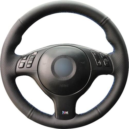 Hand-stitched Diy Black PU Artificial Leather Car Steering Wheel Cover for BMW E46 E39 330i 540i 525i 530i 330Ci M3 2001-2003