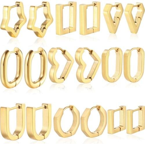 1pair Fashion Geometry Small Hoops Earring for Women Gold Silver Black Color Piercing Earrings for teens Trendy Female Jewelry