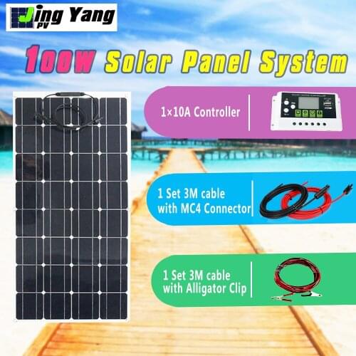 Solar Panel 100w Kit 12v Complete Battery Charger Flexible Panel Solar 220v For Car Boat RV Home