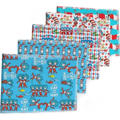 DIY Fabric Cartoon Hat Cat Character Printed Polyester Cotton Twill Fabric Patchwor Printed 50*145CM