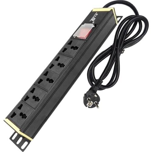 Universal 5 AC Outlets SOCKET Power Strip Double break switch Network Cabinet Rack 1.5/3M Extension Cord PDU Aluminum alloy