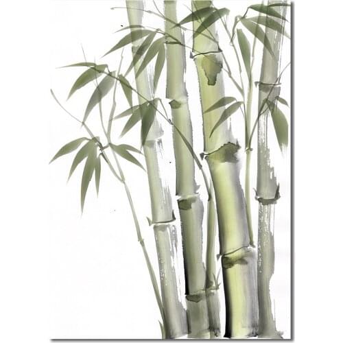 Vintage Bamboo Plant Canvas Paintings Chinese Style Posters Wall Art Pictures for Home Bedroom Living Room Decoration No Frame
