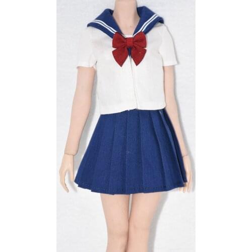 1/6 Bow Uniform Shirt Skirt Set Student Clothes Fit 12'' Female Soldier Action Figure Body