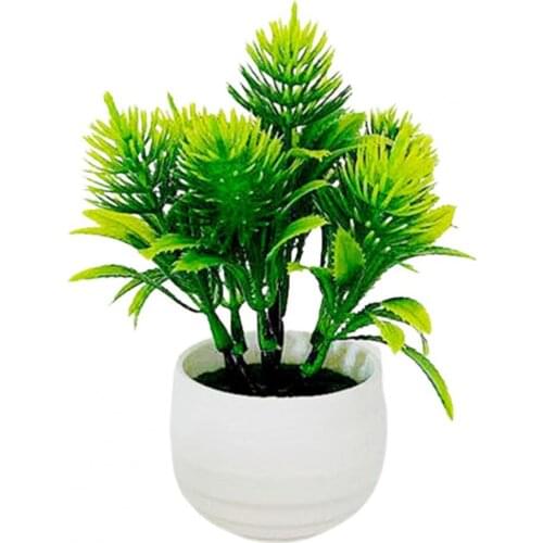 1 Set Simulation Bonsai Realistic Non-fading Plastic Artificial Large Pine Plants for Decorating Grass Striped Pot Small Bonsai