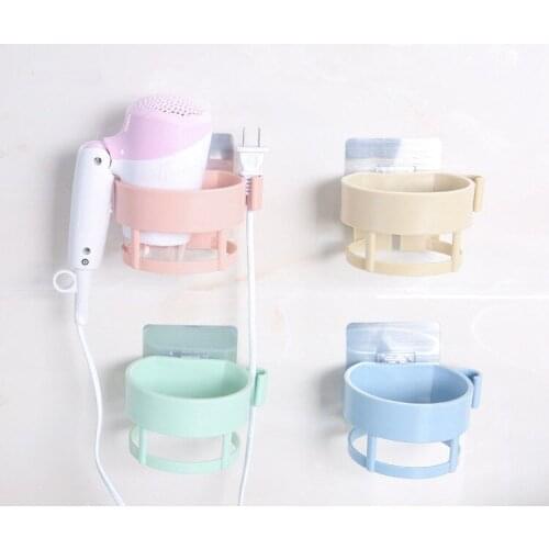 1PC Plastic Wall Hanging Blow Dryer Stand Suction Hair Drier Holder Electric Blower Rack Seamless Suction Bathroom Shelf OK 0363