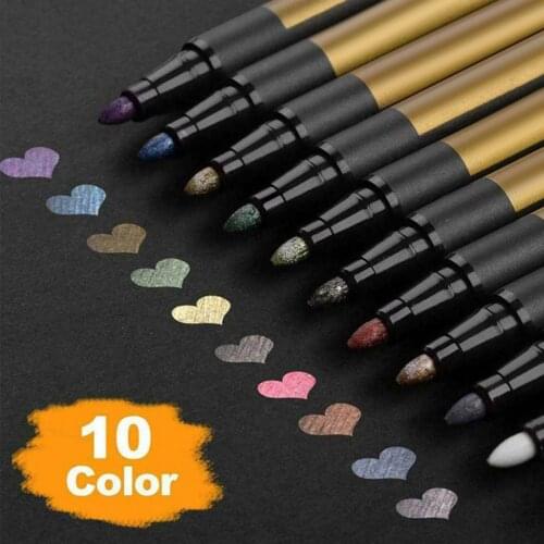10pcs Metallic Marker Pens for Craft Art Marker for Wedding Guest Book, Photo Album Xmas New Year Gifts