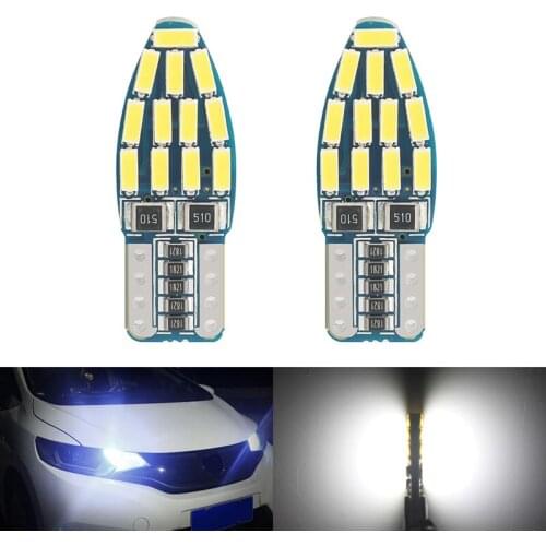 2PCS Super Bright White 24 SMD 3014 LED Bulbs For Car Parking Lights T10 168 194 2825 W5W Car License Plate Lights