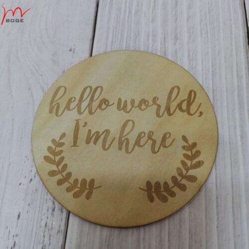 20pcs Hello World I'm Here Sign product for baby birth monthly recording cards wood rainbow wooden baby milestone cards