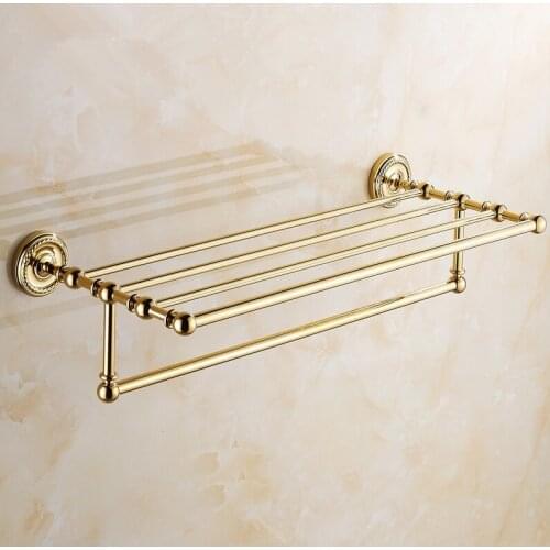 2016 Luxury Golden Design BrassTowel Rack,Modern Bathroom Accessories Towel Bars Shelf ,Romantic Towel Holder /toalheiros