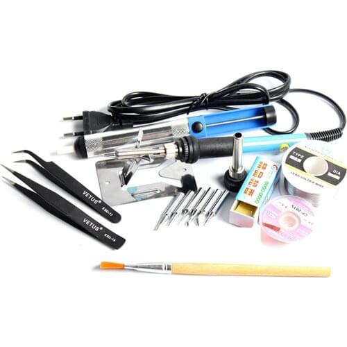 220V 60W Adjustable Temperature With 6 Soldering Iron Tips SMD Welding Repair Tool Kit