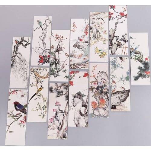 30pcs/set Flowers Birds Bookmarks Chinese Style Paper Page Notes Label Message Card Book Marker School Supplies Stationery