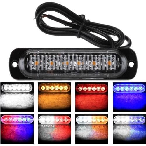 6LED Car Strobe Warning Light Grill Flashing Breakdown Emergency Light Signal Lamp Car Truck Trailer Side Strobe Warning Light