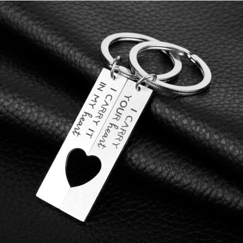 I Carry Your Heart I Carry It In My Heart Heart Paired Key Chain Alloy Keychain Accessories Pendant Key Ring Charms Keychains