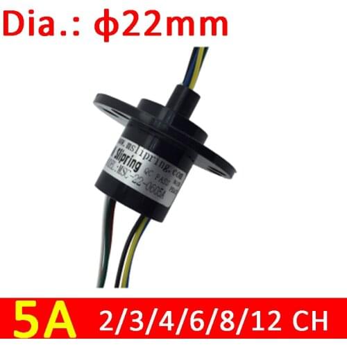Diameter 22mm 5A 2/3/4/6/8/12 ChannelsRotate Dining Table Slip Ring Electric Collector Rings Slip Ring Rotary Joint