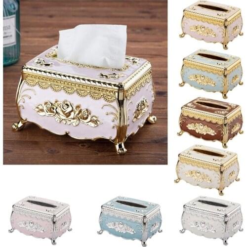 European Luxury Retro Tissue Box with Lid Tissue Container Towel Tissue Paper