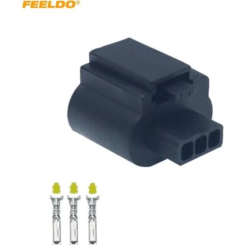 FEELDO 2Pcs Auto Car H13-21 HID LED Bulb DIY Quick Adapter Motorcycle Connector Plug with Terminals