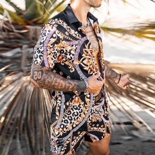 Hawaiian 2021 New Fashion Men Sets Printing Outfit Summer Short sleeveCasual Floral Shirt Beach Shorts Two Piece Suit S-3XL