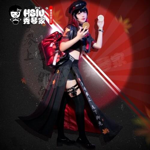 HSIU Game Onmyoji Cosplay Ghost Girl Momiji Costume Japanese Student Uniform Black Pleated Skirt Full Set Female Role Play