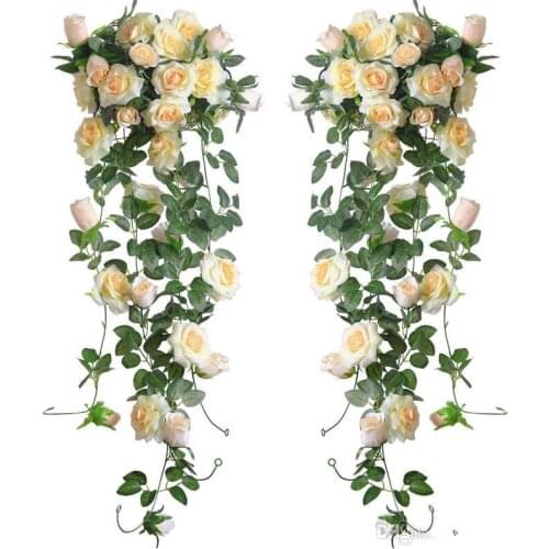 6.5Ft Artificial Rose Vine Silk Flower Garland Hanging Baskets flower rattan Home Outdoor Wedding Arch Garden Wall Decor
