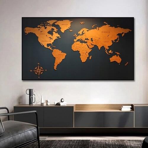 World Map Poster Printing Posters and Prints Wall Art Canvas Painting Cuadros Modern Wall Art Picture for Living Room Home Decor