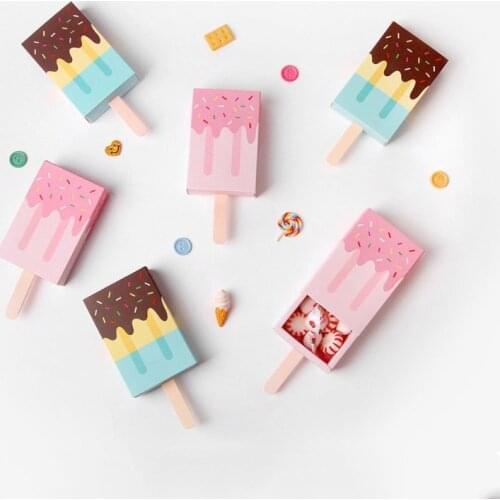 10pcs Ice cream shape Wedding party Favor Box Candy box treat box Ice Cream Gift box Baby shower Birthday Party Drawer Gift Bags