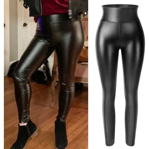Women Faux Leather Leggings Waterproof Sexy PU Leather Legging Stretchy Push Up Black Legins Women Fitness Elastic Skinny Pants
