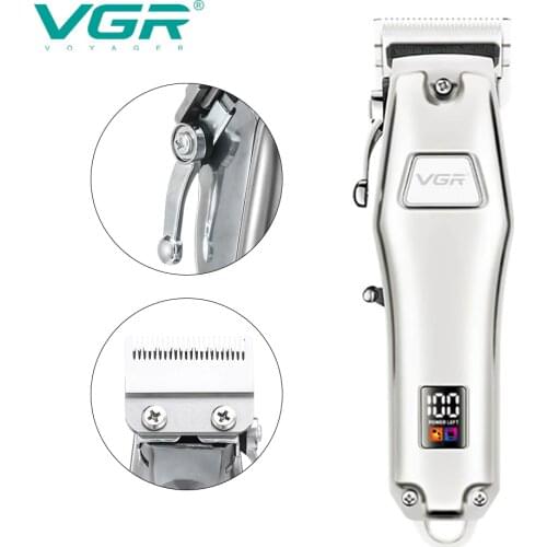 VGR 655 Hair Clipper Professional Rechargeable Personal Care Electric Trimmer USB LED Screen Washable Reduction Barber VGR V655