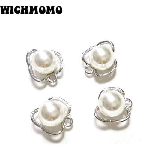 New Fashion 10 Pieces Zinc Alloy Imitation Pearl Flower Charms Pendants Earring Necklace Diy Jewelry Accessories PJ350