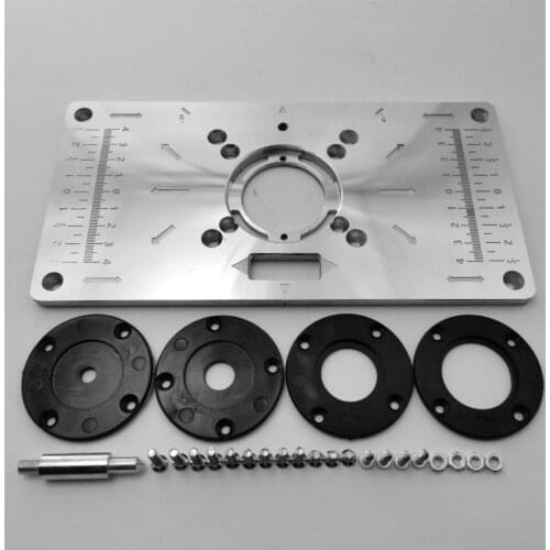 Router Table Plate 700C Aluminum Router Table Insert Plate W/ 4 Rings Screws for Woodworking Benches Trimming Boring and Milling