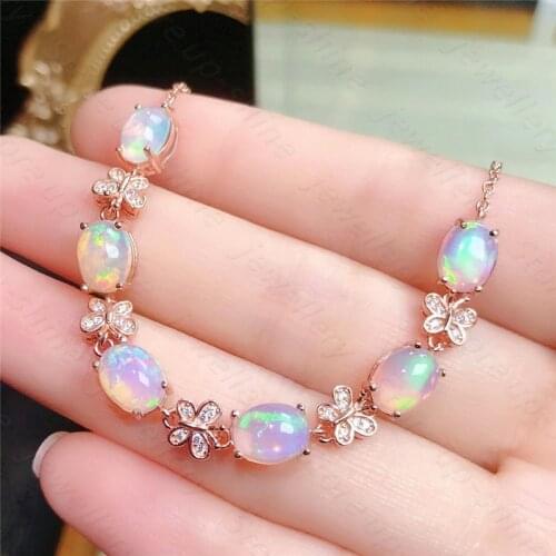 Natural Opal Bracelet 925 Silver Ladies Bracelet Graceful Luxury Fashion Elegant Design Temperament Bracelet