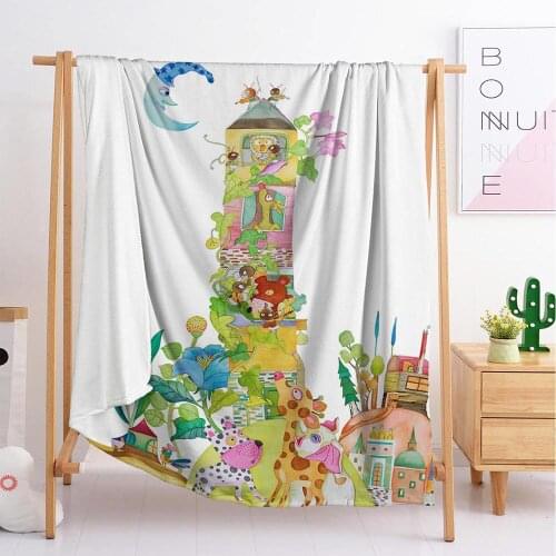 2020 new export cartoon fawn flannel blanket sleeping blanket blanket multi functional blanket single double large bedding