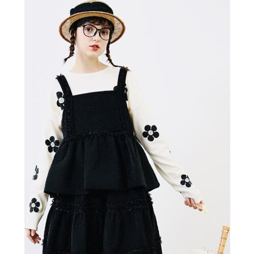 Imakokoni Hey Er Nao original black camisole female 2020 autumn design sense loose outer wear top