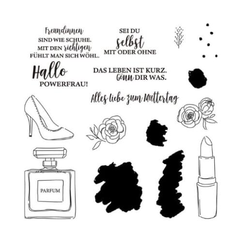 German Lipstick Text Silicone Clear Rubber Stamp Sheet Cling Scrapbooking DIY Cute Pattern Photo Album Paper Decoration