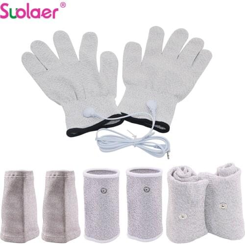 2.5MM Conductive Silver Fiber TENS / EMS Electrode Treatment Gloves + Socks + Knee Pads + Bracers Acupressure Device Accessories
