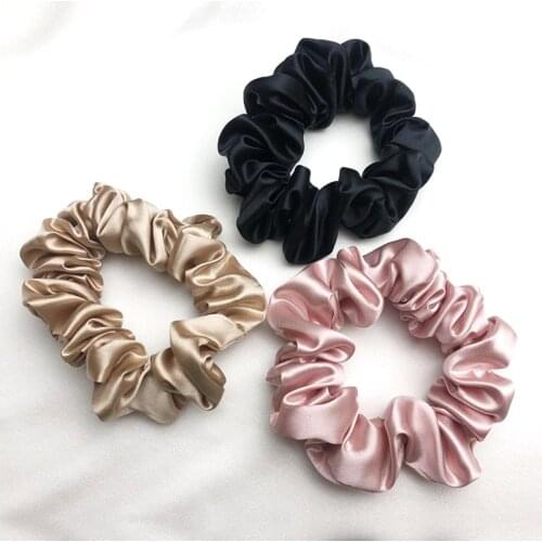 100% Mulberry Silk Solid Color Hair Ties Scrunchie Elastic Hair Bands Women Luxury Soft Hair Accessories Ponytail Holder
